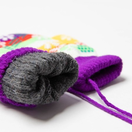 Baby mittens, purple color/stripes, size 14.5x6.7-2