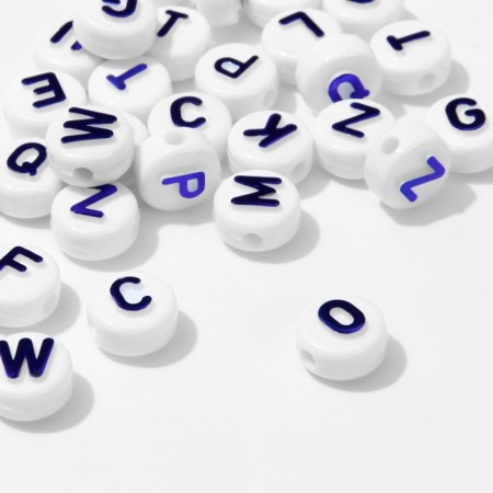 Acrylic bead "English letters", 10 × 6 mm, set 10 g, brilliant blue color-1