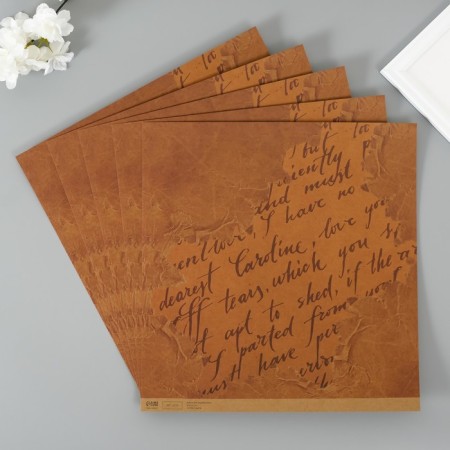 Scrapbooking paper craft "Old manuscript" density 180 grams set 5 pcs 30.5x32 cm-1