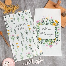 A set of kitchen towels of the folowers mood 35x60 cm -2 pcs, 100% cotton, waffle 160 g/m2