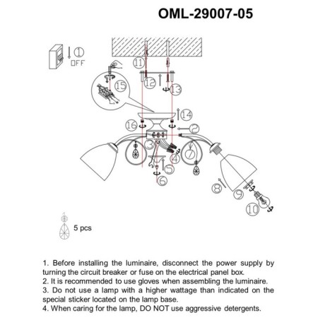 Ceiling chandelier Castellaro E27 300W-7