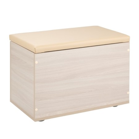 Gerda Pouf, 600x355x432, ash shimo light/eco -leather beige