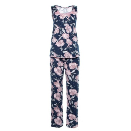 Female homemade set (T-shirt/pants), dark blue color, size 46-4