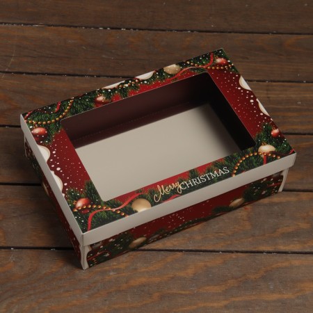 The box is folding, the lid is, with the window of "happy Christmas" 30 x 20 x 9 cm-1