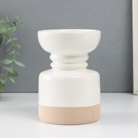 Ceramics candlestick for 1 candle "Atlant" sand-white 9.3x9.3x13.5 cm-2