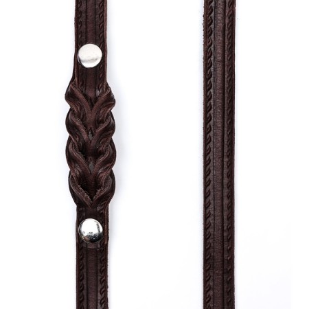 Leather leather single -layer embossed, elongated, 2 m x 1.6 cm brown-4