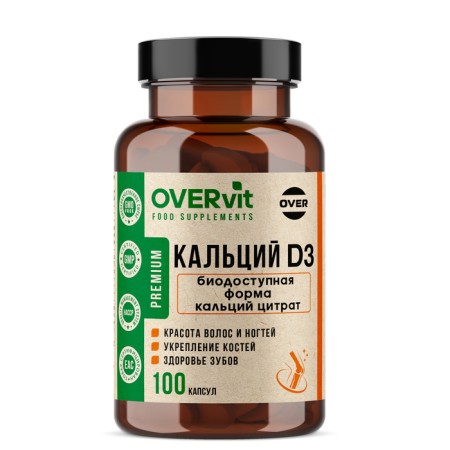 Calcium Citrate + Vitamin D3 OVERVIT, 100 capsules