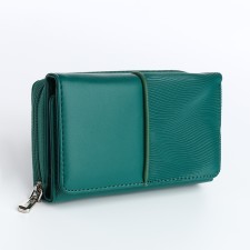 Women's wallet on the button, green color