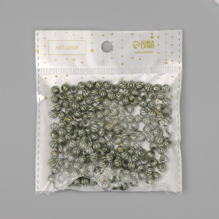 Beads for creativity plastic "Sig-zag" olive-silver set of 20 GP0.6x0.6x0.6 cm 1042857-2