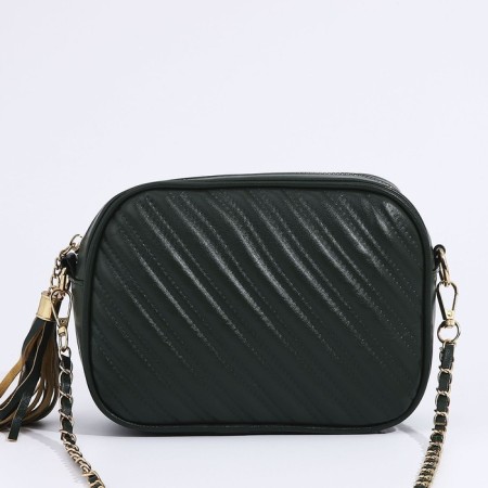 Bag Cross-Bodi with a zipper, green color