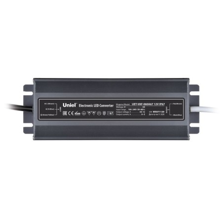 Power supply uniel, 60 watts, IP67, 12 V, 50-60 Hz, 5A, 2 outputs, silver color