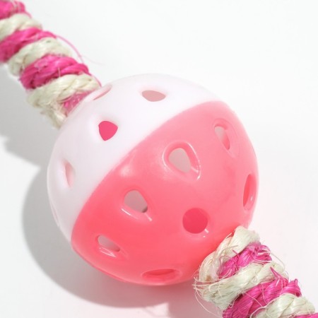 Domestican for cats "double fluff", with a ball and a sisaler winding, 32 cm, pink/white-3