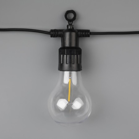 Girlyanda "Bels Light" 5 m with nozzles "bulbs", IP44, UMS, dark thread, 10 LED, glow warm white, 220 V-1