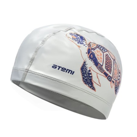 ATEMI Pu 305 swimming cap, fabric with a coating, white, print-1
