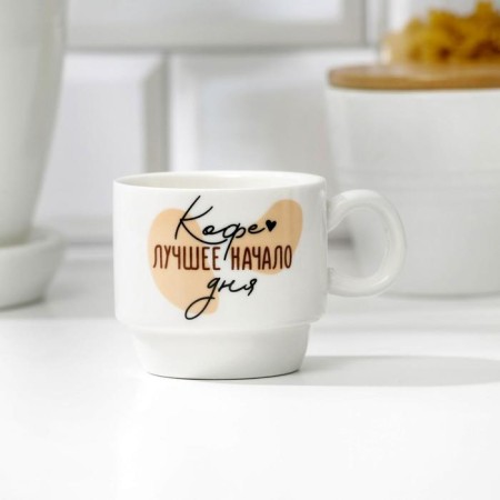 A set of mugs "Coffee best", 4 pcs, 150 ml, on a metal stand-1