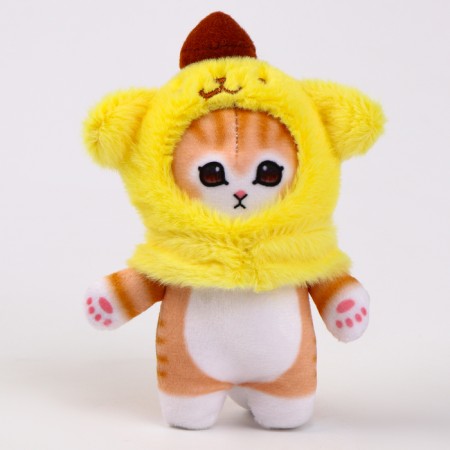 Soft toy "cat in a hat" on a key fob, 12 cm