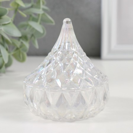 Casket glass "Lukovka" Transparent holography 8x8x8 cm
