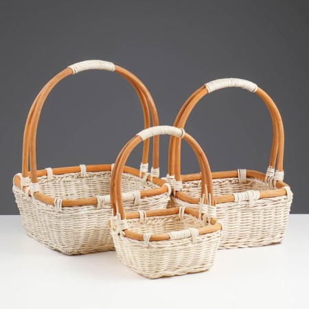 A set of baskets, 3 pcs, 27 × 27 × 9/30 cm, 23 × 23 × 8/25 cm, 20 × 20 × 7/20 cm, rotang-1