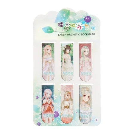 A set of magnetic bookmark for books Calligrata 6 pieces, "anime", mix-8