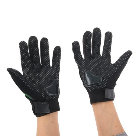 Motorcycle gloves with protective inserts, steam, size L, black and green-1