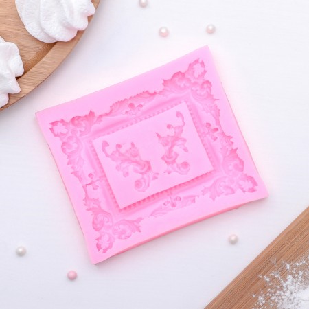 Mold "frame, stucco molding", silicone, 9.5 × 11.5 cm, mix color-1
