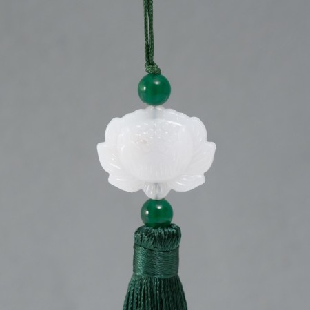 Textile suspension, plastic "Brush. Lotus" dark green 1.2x2.7x14.5 cm-3