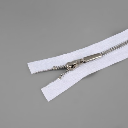 Metal zipper, No. 5, 2 runners, connective, automatic locks, 80 cm, white/nickel color-1