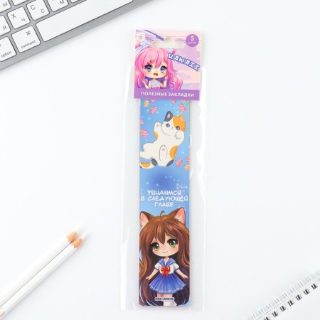A set of cardboard bookmarks with hints, 5 pcs "Chibi"-4
