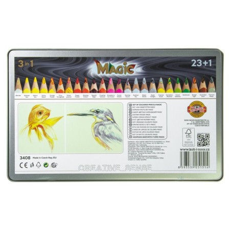 Карандаши 24 цвета Koh-I-Noor 3408 Magic + карандаш-блендер, в металлическом пенале-5