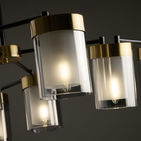 Suspended lamp Freya Fr5432PL-08BBS Lora, 440x440 mm, E14, 8x40W, black color and brass-3