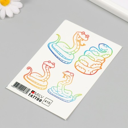 Tattoo on the body "Multi -colored snakes" 10x15 cm-1