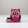 Chancellery stand wooden "owl", with a print, pink