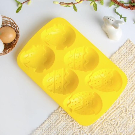 Silicone form on Easter "Hares and Chickens", yellow-2