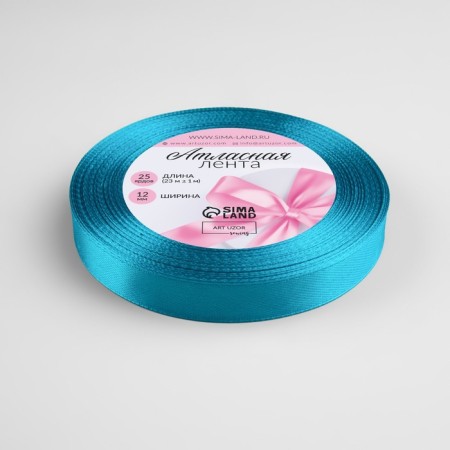 Satin tape, 12 mm × 23 ± 1 m, color sea wave No. 47-1