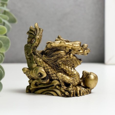 NECK Polystone Bronze "Dragon with a ball" 7.8x7x4.5 cm-3