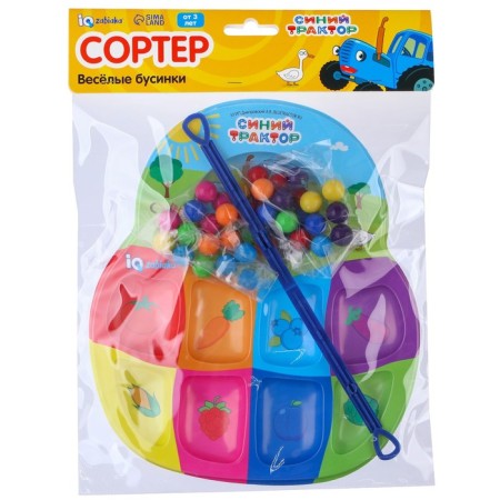 Porter for 8 colors “Blue Tractor: Funny Beads”, with tweezers, according to the Montessori method-3