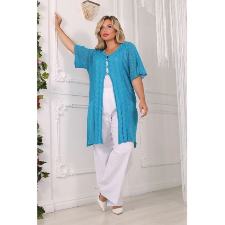 Cardigan female, size 56, blue color-3