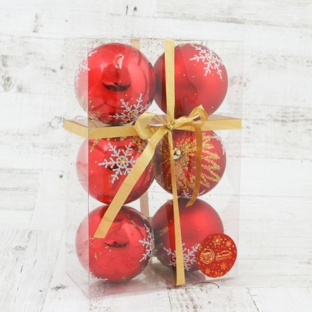 Set of balls plastic D-8 cm, 6 pcs "gerda" red-1