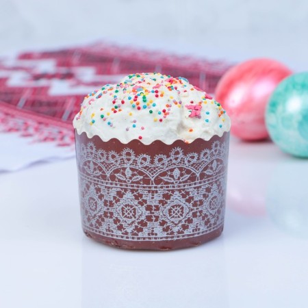 Paper form for cupcake, muffin and kulich "Lace Silver Mix" 60x45mm,
