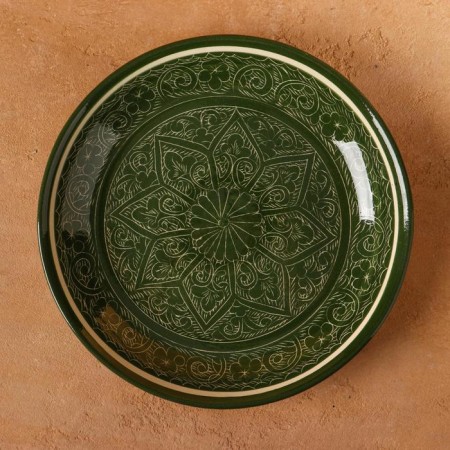 Lryagan Round Rishtan Ceramics, Green, 25cm, Mix-1