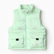 Warm vest for girls, light green color, height 86-92 cm