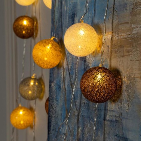 Garland “thread” 5 m with nozzles “creamy cream”, ip20, transparent thread, 20 LED, glow warm white, 220 V-2