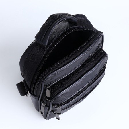 Male bag on lightning, long belt, black color-4