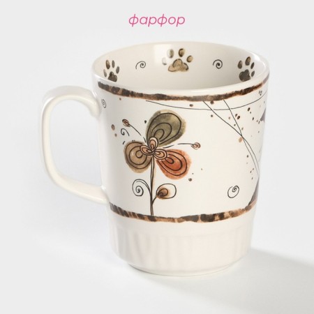 Porcelain share mug "Cats Aristocrats", 350 ml, white color-1