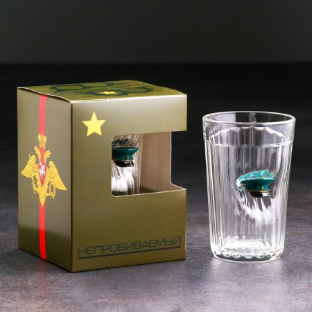 The glass "impenetrable. Military", with a cap, faceted, 250 ml
