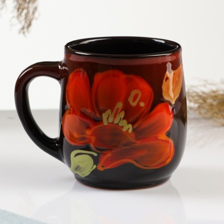 Mug "Form" 0.3l / 9x9.5cm, poppy on black
