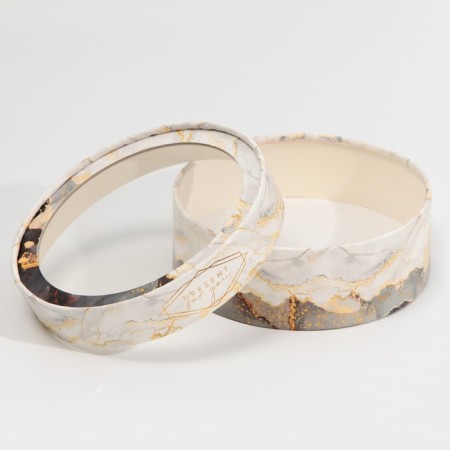 Makarun box, confectionery packaging tube with a window, “marble” 16 x 16 x 5 cm-1