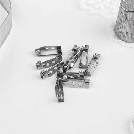 The base for brooches, 2 holes, 15 mm, 10 pcs, silver color-1