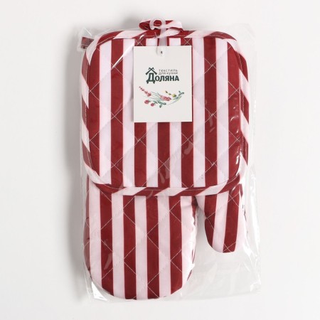 Kitchen set 2 objects of the share color Burgundy Take 17x17 cm, mittens 26x16 cm, 100% p/e-6