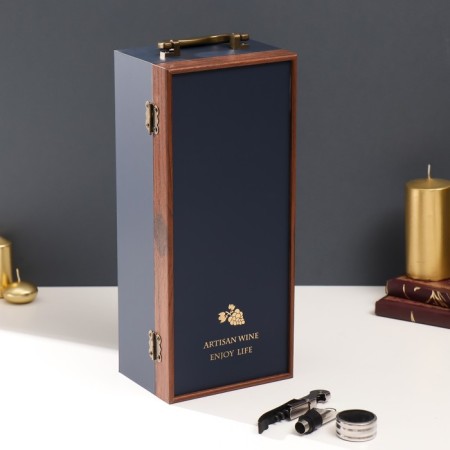 Casket Wood for a bottle "Winel" 3 objects 36.5x15.5x11 cm